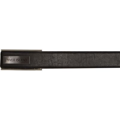 Black branded plate belt